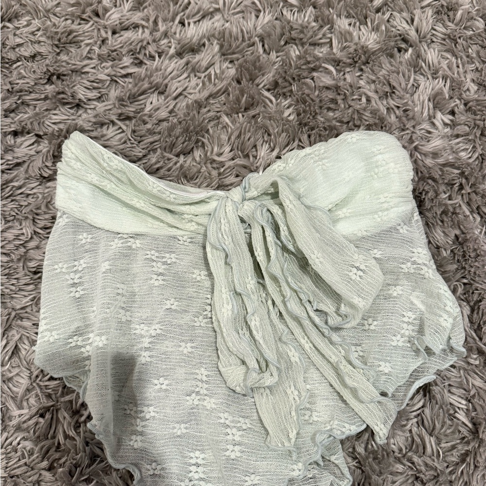 Mint Green Lace Bow Shorts